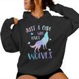 Just A Girl Who Loves Wolves Watercolor Cute Wolf Lover Women Hoodie