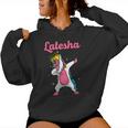 Latesha Name Personalized Birthday Dabbing Unicorn Queen Women Hoodie