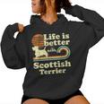 Life Better Scottish Terrierintage Hund Mama Papa Kapuzenpullover für Damen