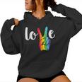 Love Win Rainbow Peace Sign Lesbian Gay Lgbtq Flag Pride Women Hoodie