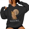 Meowl Cat Owl With Tree And Full Moon Women Hoodie