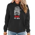 Mommy Pit Crew Messy Bun Race Track Flag Car Racing Womens Women Hoodie