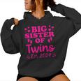Promoted To Big Sister Of Twins Est 2024 Baby Announcement Women Hoodie