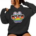 Rainbow Dog Paw Print Lgbtq Progressive Pride Flag Inclusive Women Hoodie