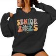 Retro Groovy Senior 25 Class Of 2025 Graduation Smile Grad Women Hoodie