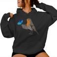 Robin With Blue Butterfly Bird Animal Biologist Women Hoodie