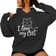 Süßes I Love My Cat Ich Liebe Meine Katze Outfit Katzen Mama Kapuzenpullover für Damen