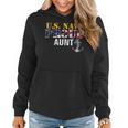 Us Proud Navy Aunt With American Flag Military Veteran Women Hoodie