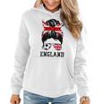 British Soccer Girl Mom Messy Bun England Flag Football Fan Women Hoodie