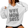 Damen Spüche Damen Wife Mom Boss Muttertag Geschenk Mama Mutter Mit-Ausschnitt Kapuzenpullover für Damen