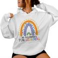 We Are Hungry For Learning Rainbow Caterpillar Teacher Women Hoodie