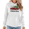 Merry Christmas White Buffalo Plaid Truck Tree Womens Women Hoodie