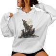 Mommy Wolf Howling At Moon Graphic Wolf Lovers Mother's Day Women Hoodie