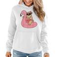 Pug Dog Bikini Pink Flamingo Float Ice CreamWomen Hoodie