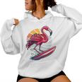Retro Surfboard Surfboarders Vintage Surfing Flamingo Women Hoodie