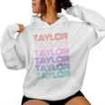 Retro Taylor Girl Boy First Name Pink Groovy Birthday Party Women Hoodie