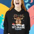 1St Grade Teacher Christmas First Grade Squad Reindeer Xmas Women Hoodie Gifts for Her