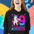 9 Years Old Flossing Unicorn 9Th Birthday Girl Party Women Hoodie Gifts for Her