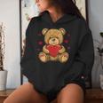 Adorable Osito De Peluche Con Corazón- Peluche De Amor Cuello Sudadera con capucha para mujer Regalos para ella