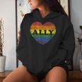 Ally Rainbow Flag Heart For Lgbt Gay Support Rights Women Hoodie Gifts for Her