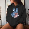 American Flag Peace Sign Hand 4Th Of July Women Women Hoodie Gifts for Her
