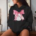 Baseball Mom Coquette Pink Bow Baseball Mama Women Hoodie Gifts for Her