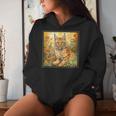 Bobcat Garden Flowers Painting Pet Mom Dad Women Hoodie Gifts for Her