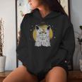 Boho Mystical Feathers Cat Moon Phases Cats Lovers Women Hoodie Gifts for Her