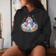 Colorido Unicornio De Huevo De Pascua Cuello Sudadera con capucha para mujer Regalos para ella