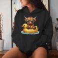 Cute Highland Cow Duck Pool Float Summer Vibes Swimming Women Hoodie Gifts for Her