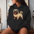 Damen Lustiger Mops Hund Niedlicher Mops Mama Mops Papa Lustiger Mops Mit-Ausschnitt Kapuzenpullover für Damen Geschenke für Sie