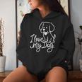 Damen Süßes I Love My Dog Ich Liebe Meine Hund Outfit Hunde Mama Mit-Ausschnitt Kapuzenpullover für Damen Geschenke für Sie