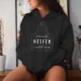 Don't Heifer With Me Cattle Ear Tag Sassy Cow Pun Women Hoodie Gifts for Her