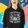 Easily Distracted By Cats And Books Cat Girls Women Hoodie Gifts for Her