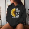 Go Gray In May Support Rainbow Brain Cancer Tumor Awareness Women Hoodie Gifts for Her