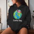 Happy Earth Day Cute Earth With Floral Earth Day 2024 Women Hoodie Gifts for Her