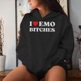 I Heart Emo Bitches Quote Red Heart Emo Girl Style Women Hoodie Gifts for Her
