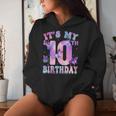 It's My 10Th Birthday Butterfly Theme 10 Year Old Party Girl Women Hoodie Gifts for Her