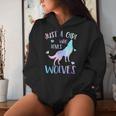 Just A Girl Who Loves Wolves Watercolor Cute Wolf Lover Women Hoodie Gifts for Her