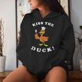 Kiss The Duck Kiss The Cook Joke Pun Chef Women Hoodie Gifts for Her