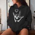 I Love You Heart Chroma Handzeichensprache Taubstummtherapie Kapuzenpullover für Damen Geschenke für Sie