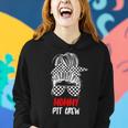 Mommy Pit Crew Messy Bun Race Track Flag Car Racing Womens Women Hoodie Gifts for Her