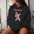 Nadine Name Personalized Birthday Dabbing Unicorn Queen Women Hoodie Gifts for Her