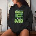 One Lucky Dad Groovy Retro Dad St Patrick's Day Women Hoodie Gifts for Her