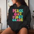Peace Out First Grade Graduation Last Day Of School Groovy Women Hoodie Gifts for Her