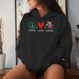 Peace Love Autism Beautiful Autism Awareness Mom Dad Women Hoodie Gifts for Her