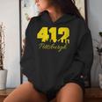 Pittsburgh 412 City Skyline Yellow Pittsburgh Women Hoodie Gifts for Her