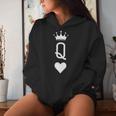 Queen Of Hearts Playing Card Vintage Crown Women Hoodie Gifts for Her