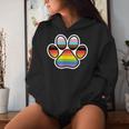 Rainbow Dog Paw Print Lgbtq Progressive Pride Flag Inclusive Women Hoodie Gifts for Her