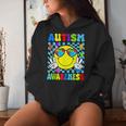 Retro Groovy Autism Awareness Hippie Smile Face Boy Girl Kid Women Hoodie Gifts for Her